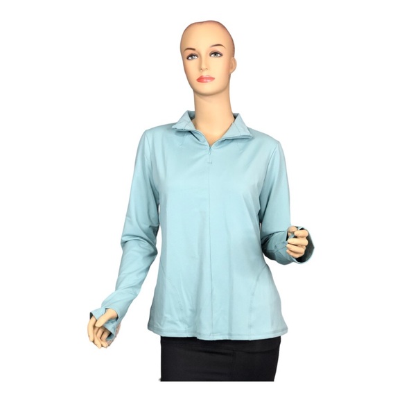 Shadow Sport - Fitted Mock-Neck Zip Front Jacket in light blue. NWT! - Picture 4 of 8